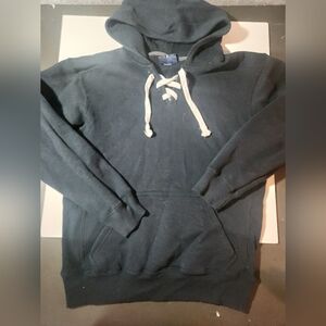 Men's Navy Hoodie with Lace-Up Detail